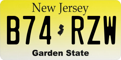 NJ license plate B74RZW