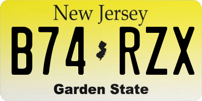 NJ license plate B74RZX