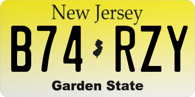 NJ license plate B74RZY