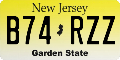 NJ license plate B74RZZ