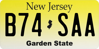 NJ license plate B74SAA