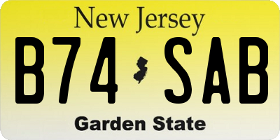 NJ license plate B74SAB