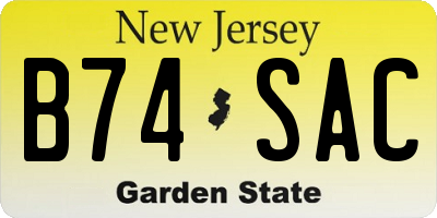 NJ license plate B74SAC