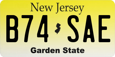 NJ license plate B74SAE