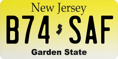 NJ license plate B74SAF