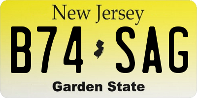 NJ license plate B74SAG