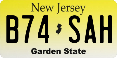 NJ license plate B74SAH