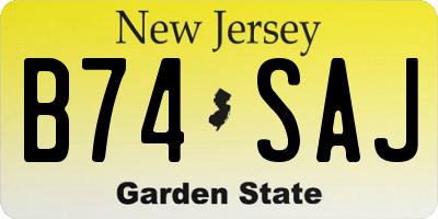 NJ license plate B74SAJ