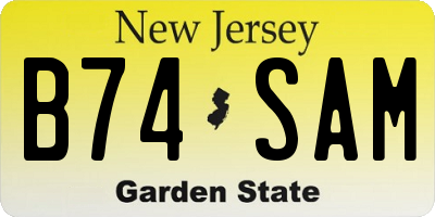 NJ license plate B74SAM