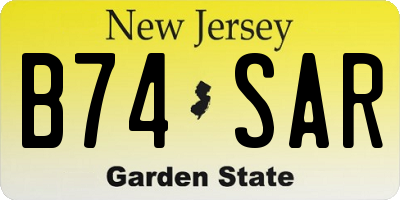 NJ license plate B74SAR