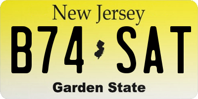 NJ license plate B74SAT