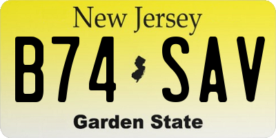 NJ license plate B74SAV