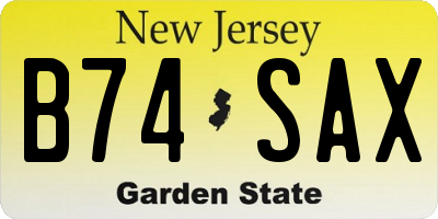 NJ license plate B74SAX