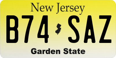 NJ license plate B74SAZ