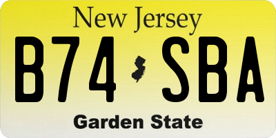NJ license plate B74SBA