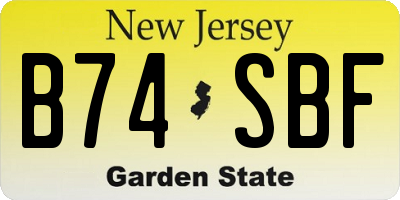 NJ license plate B74SBF