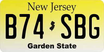 NJ license plate B74SBG
