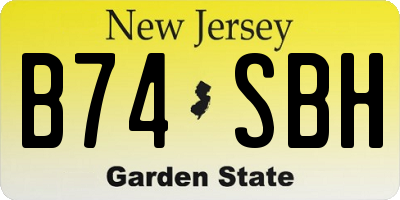 NJ license plate B74SBH