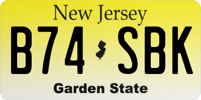 NJ license plate B74SBK