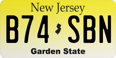 NJ license plate B74SBN