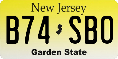 NJ license plate B74SBO