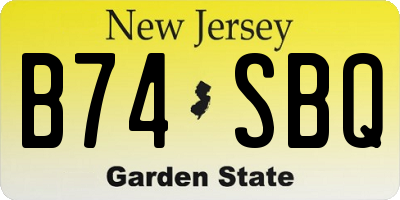 NJ license plate B74SBQ