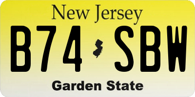 NJ license plate B74SBW