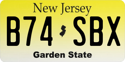 NJ license plate B74SBX
