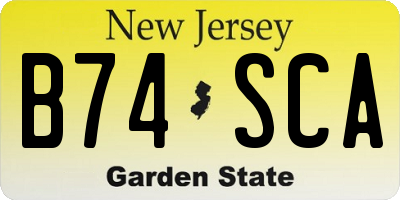 NJ license plate B74SCA