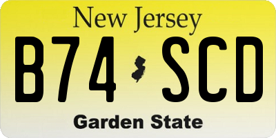NJ license plate B74SCD