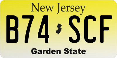 NJ license plate B74SCF