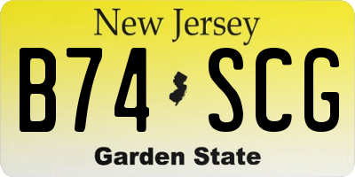 NJ license plate B74SCG