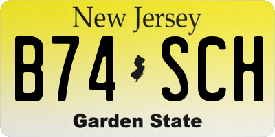 NJ license plate B74SCH