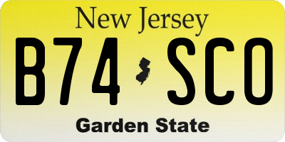 NJ license plate B74SCO