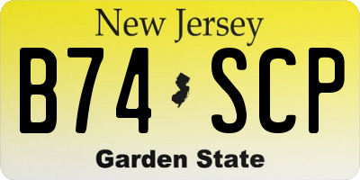 NJ license plate B74SCP