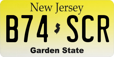 NJ license plate B74SCR