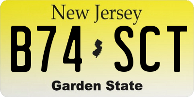 NJ license plate B74SCT