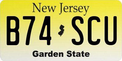 NJ license plate B74SCU