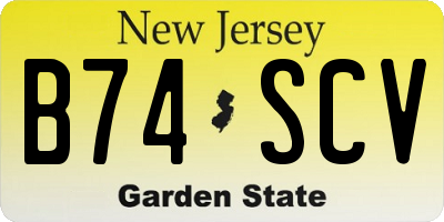 NJ license plate B74SCV