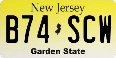 NJ license plate B74SCW
