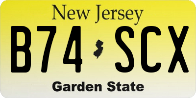 NJ license plate B74SCX