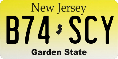 NJ license plate B74SCY