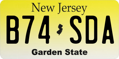 NJ license plate B74SDA