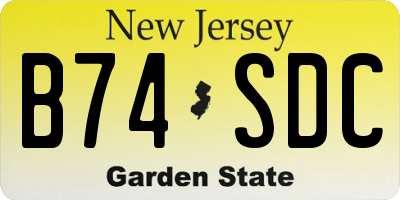 NJ license plate B74SDC