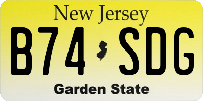 NJ license plate B74SDG
