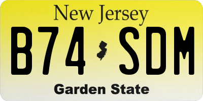 NJ license plate B74SDM