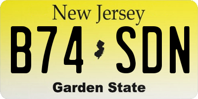 NJ license plate B74SDN