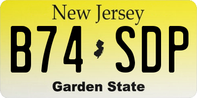 NJ license plate B74SDP