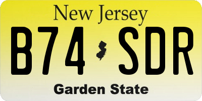 NJ license plate B74SDR