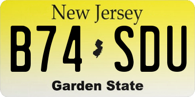 NJ license plate B74SDU